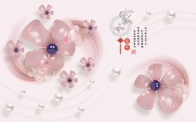 家和富贵中式背景中国风电视背景墙壁画背景墙
