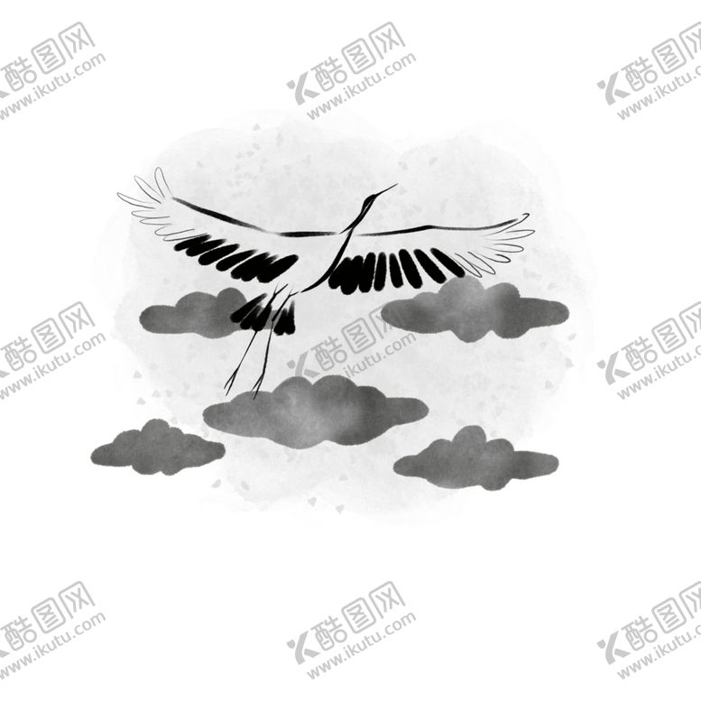 编号：53095405050144222506【酷图网】源文件下载-水墨仙鹤