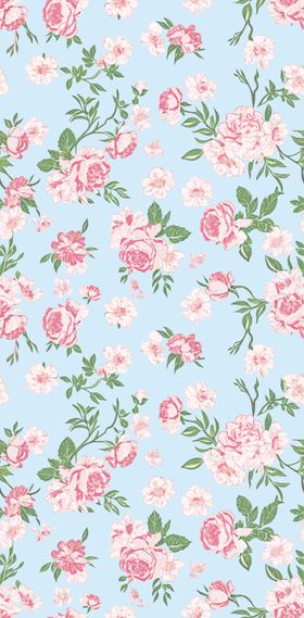 淡蓝底粉色花卉图案