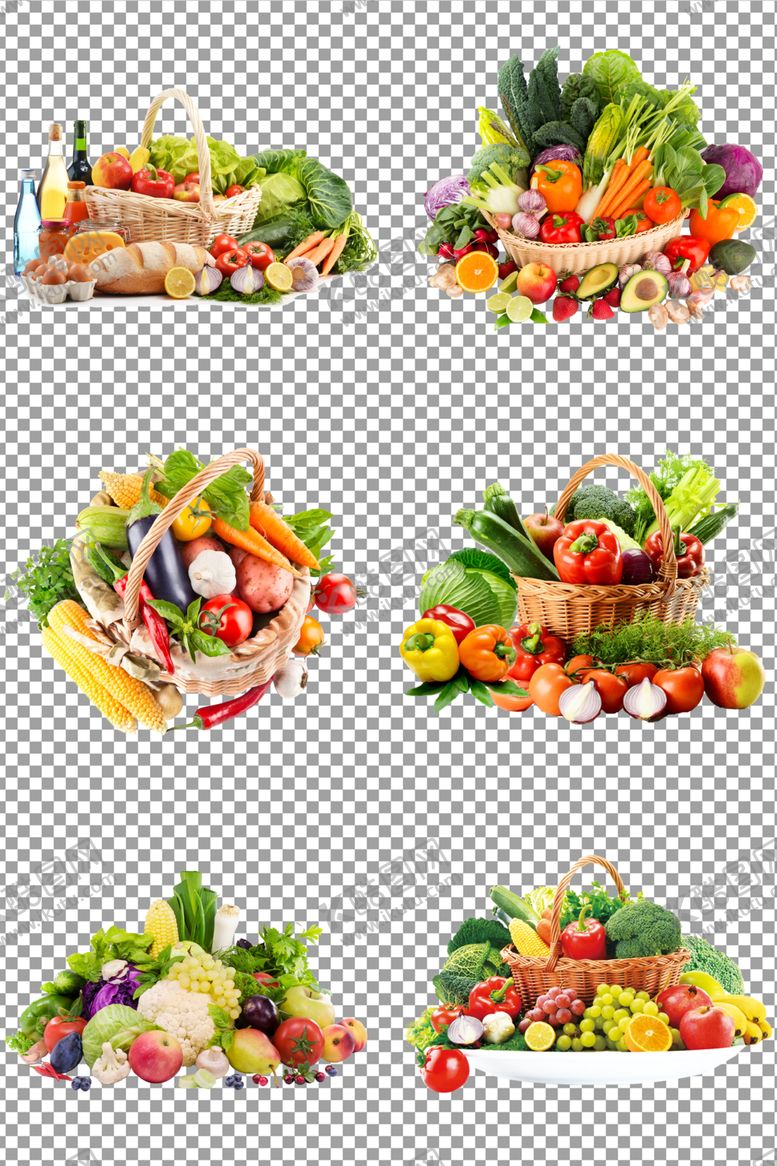 编号：10620010032342045095【酷图网】源文件下载-新鲜蔬菜水果篮子