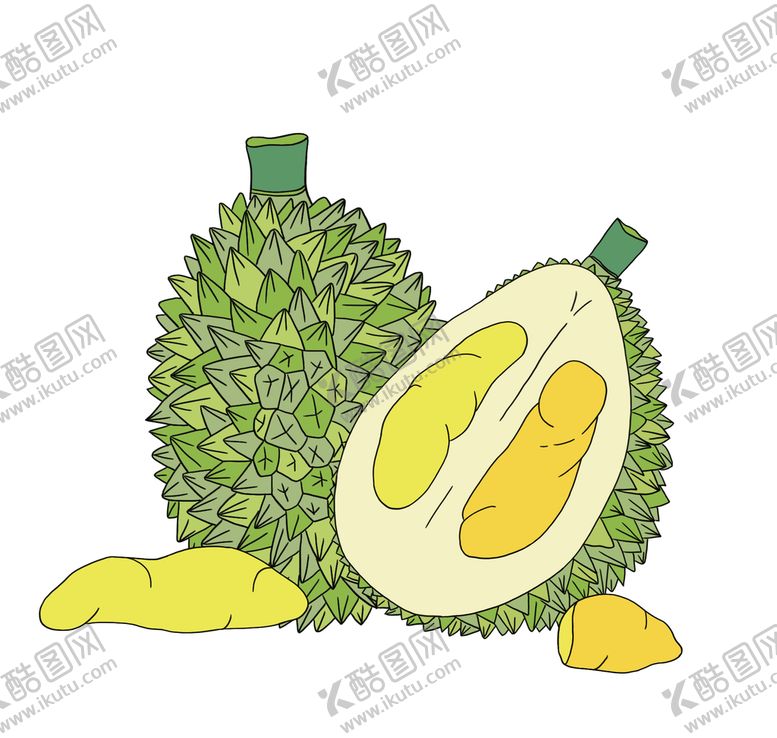 编号：81527009151047507542【酷图网】源文件下载-榴莲插画素材水果卡通