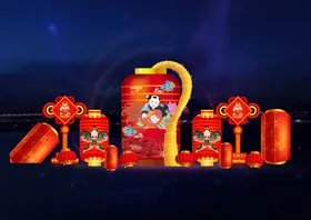 红灯笼新春色柱子造型