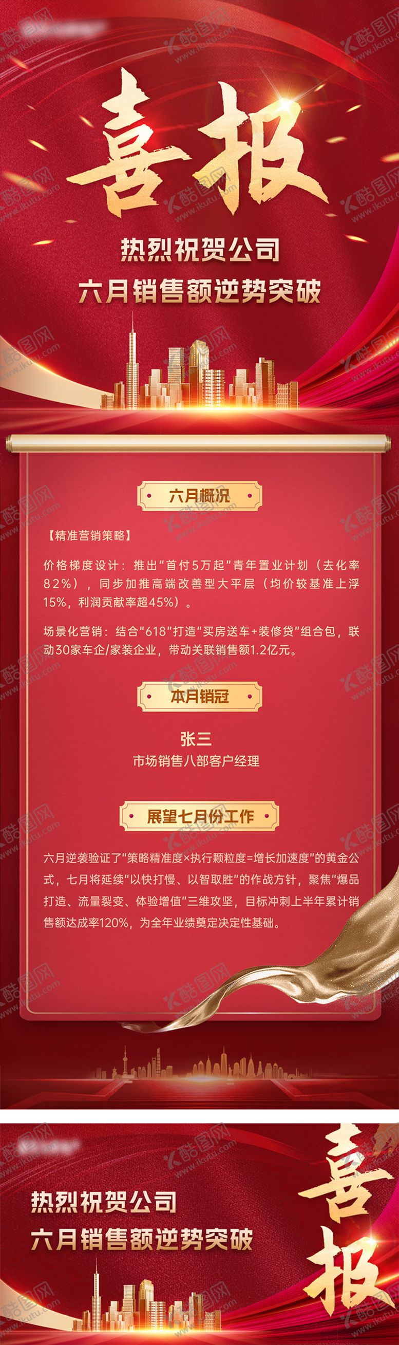 编号：92995205071228399132【酷图网】源文件下载-地产销售业绩红金喜报红金长图海报