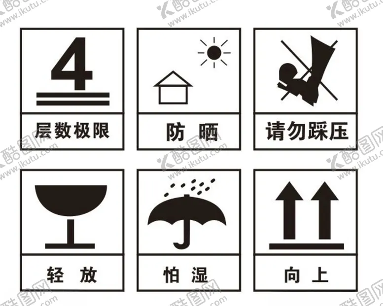 编号：85291106291053027419【酷图网】源文件下载-矢量纸箱包装运输标识