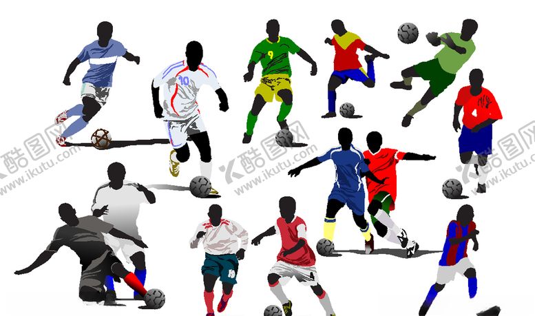 编号：88198810151005466320【酷图网】源文件下载-踢足球剪影矢量素材