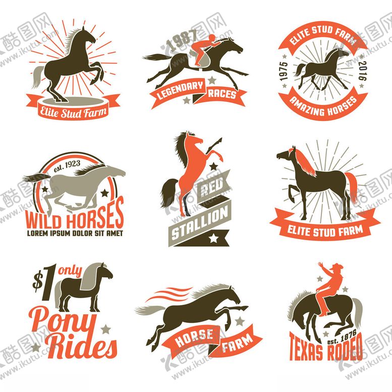 编号：16171204141616249994【酷图网】源文件下载-复古风格野马主题标志设计