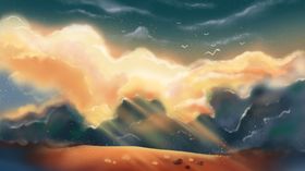 治愈系天空插画