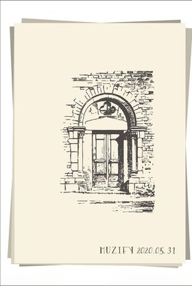 欧式复古石质窗棂手绘稿