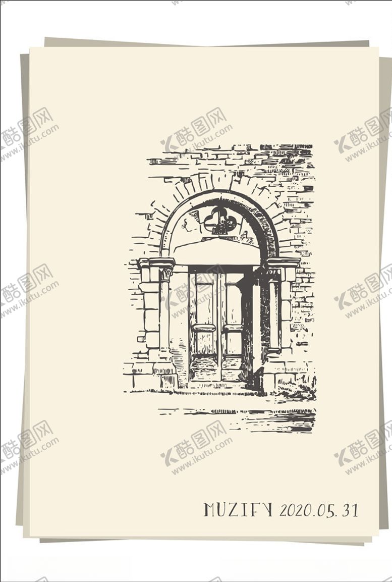 编号：26464710291331507105【酷图网】源文件下载-欧式复古石质窗棂手绘稿