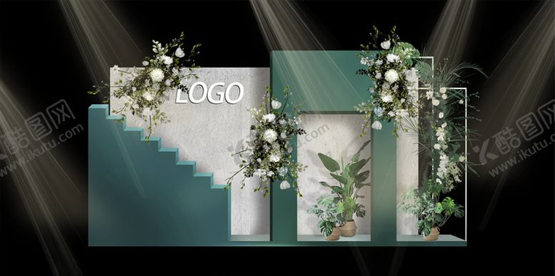 编号：59992309260630229577【酷图网】源文件下载-小清新泰式绿色婚礼合影区