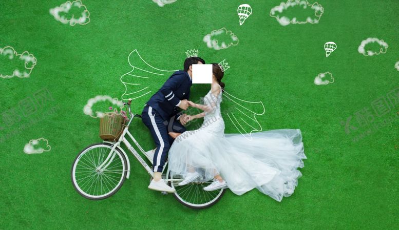 编号：94332305021356209732【酷图网】源文件下载-婚纱照写真草地绘画粉笔