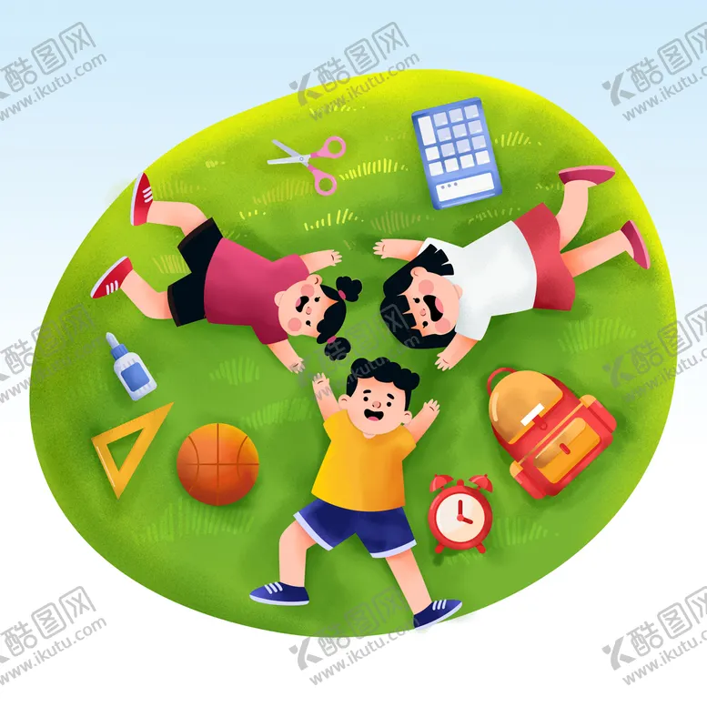 编号：80135909161540119873【酷图网】源文件下载- 躺在草坪上的学生 