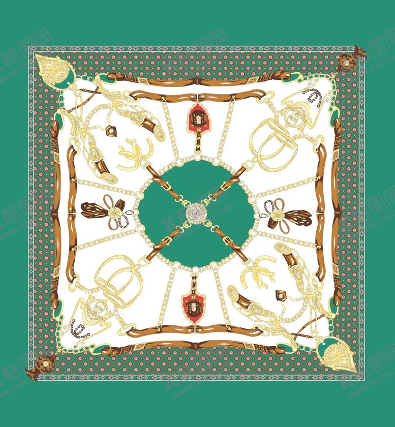 编号：25997509281928227721【酷图网】源文件下载-方巾大牌数码印花链条