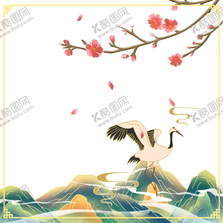 编号：45070103311136129610【酷图网】源文件下载-梅花仙鹤山祥云