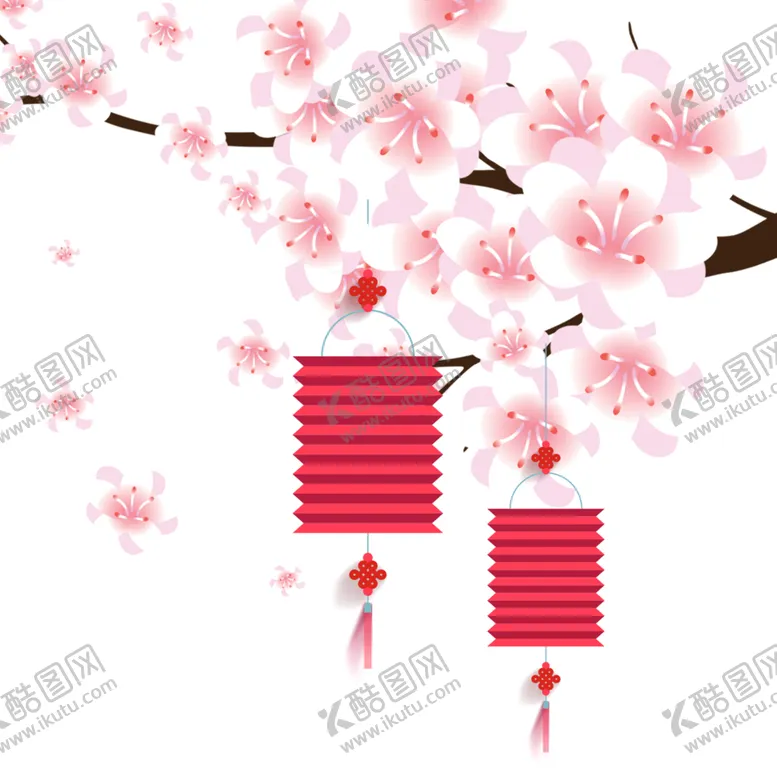 编号：47880107062227395079【酷图网】源文件下载-中国风灯笼梅花元素PNG