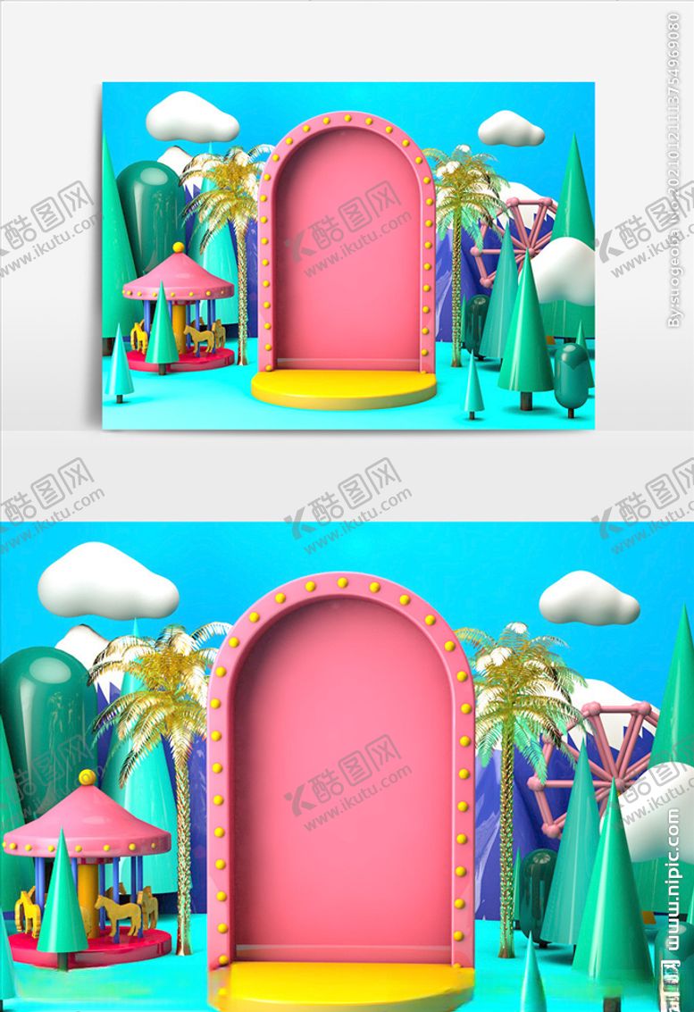 编号：54708904160259569255【酷图网】源文件下载-c4d模型创意清新电商展台电商