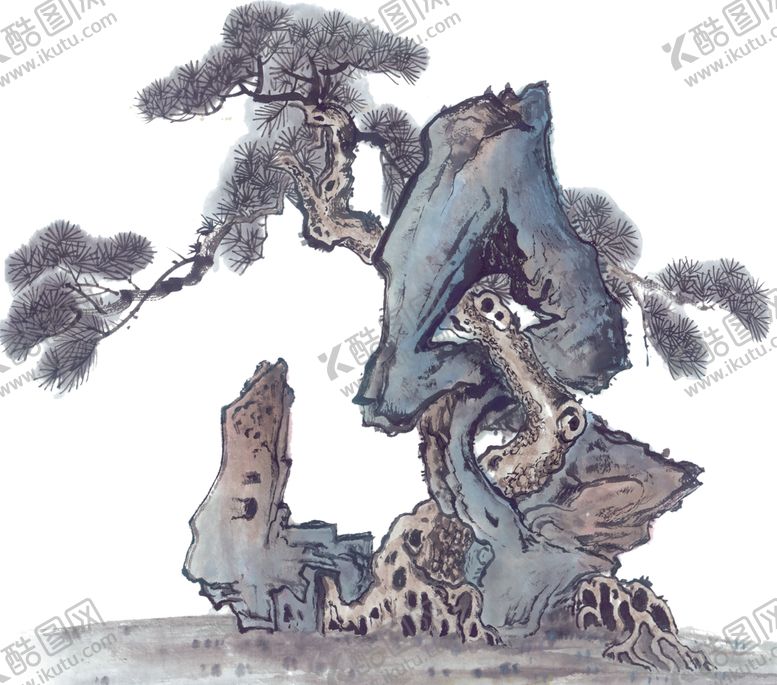 编号：35270812191326096058【酷图网】源文件下载-中国风水墨画艺术松树免扣