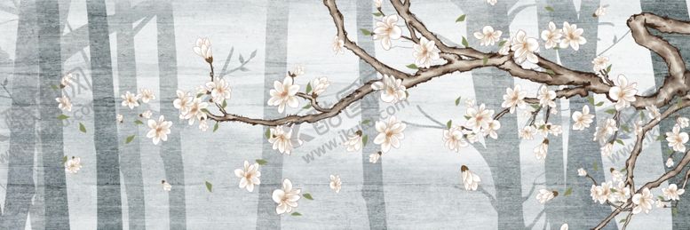 编号：45877110240821388124【酷图网】源文件下载-玉兰花横幅装饰画
