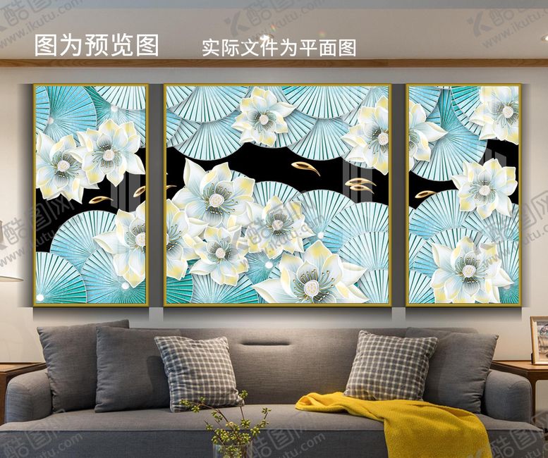 编号：47442106242316289372【酷图网】源文件下载-荷花三联画