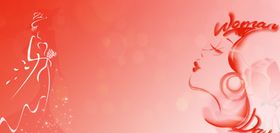 妇女节女性剪影红色背景