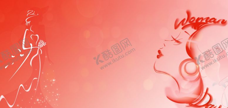 编号：93385904250311585548【酷图网】源文件下载-妇女节女性剪影红色背景