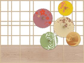 伞工笔花鸟日式坍塌米木