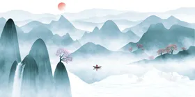 水墨山水画大幅抽象国