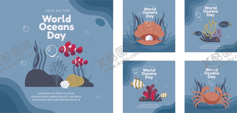 编号：51910611021011178217【酷图网】源文件下载-海洋生物插画组图