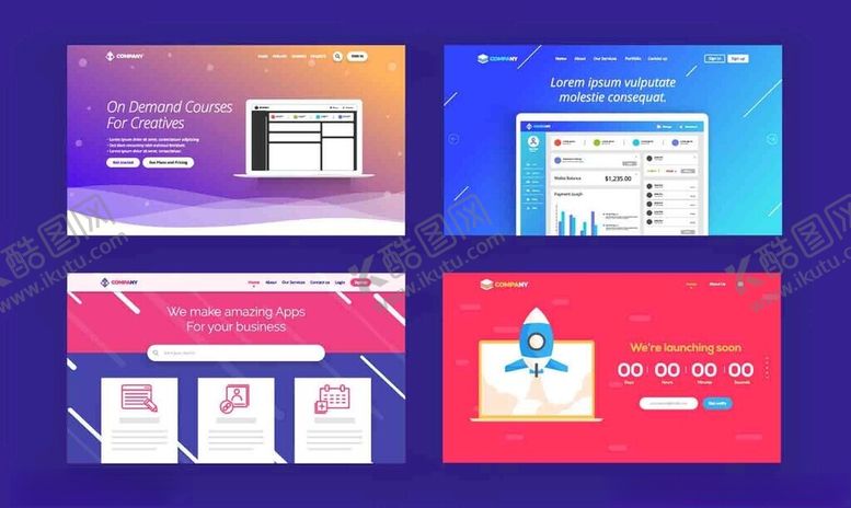 编号：86458711021950313922【酷图网】源文件下载-多彩网页界面设计展示