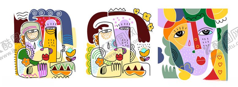 编号：36568311172306121399【酷图网】源文件下载-多彩抽象艺术画作展示