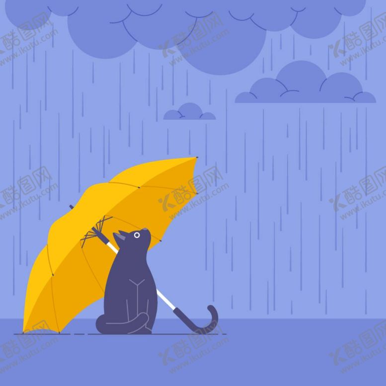 编号：48571112050933089459【酷图网】源文件下载-雨伞和猫咪矢量插画