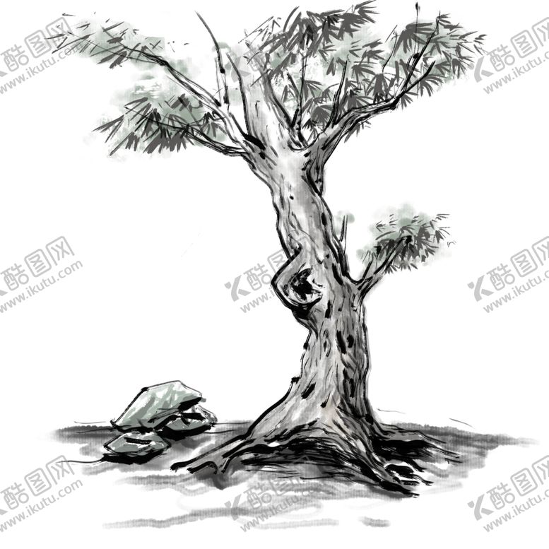 编号：32400609230001451589【酷图网】源文件下载-水墨中国风迎客松