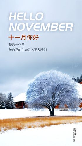 立冬海报小寒双十二十一月你好