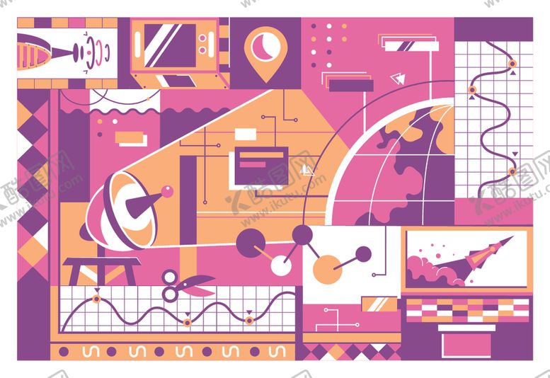 编号：38119810311615275920【酷图网】源文件下载-多彩几何风格创意插画设计