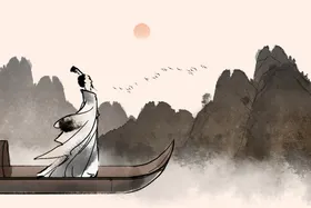 中国风水墨山水素材丹青飞鸟边框设计