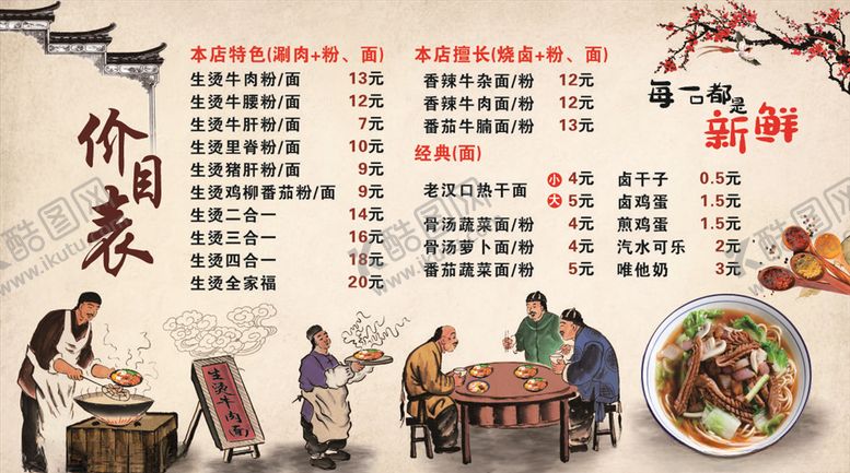 编号：56275105010216548388【酷图网】源文件下载-生烫牛肉面价格表