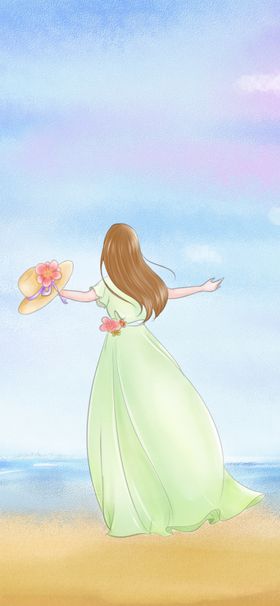 手机壁纸可爱漫画儿童房挂画大自然油画