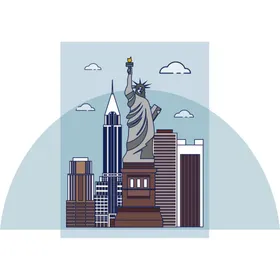 美国自由女神剪影雕塑雕像