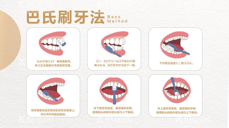 编号：88327911260324228907【酷图网】源文件下载-口腔牙齿巴氏刷牙法