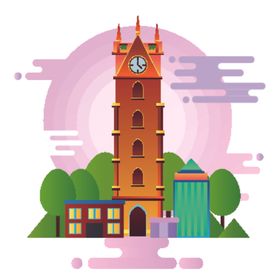 创意城市地标建筑物插画