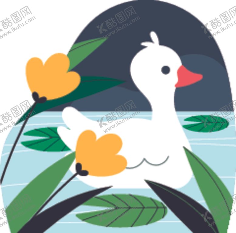 编号：46954804160157061590【酷图网】源文件下载-水中白鹅伴黄花绿叶