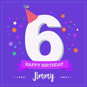 儿童卡通数字6岁生日海报背景
