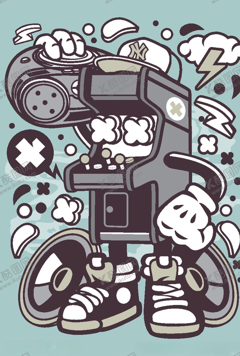 编号：41779709201746267809【酷图网】源文件下载-卡通人物漫画T恤印花矢量