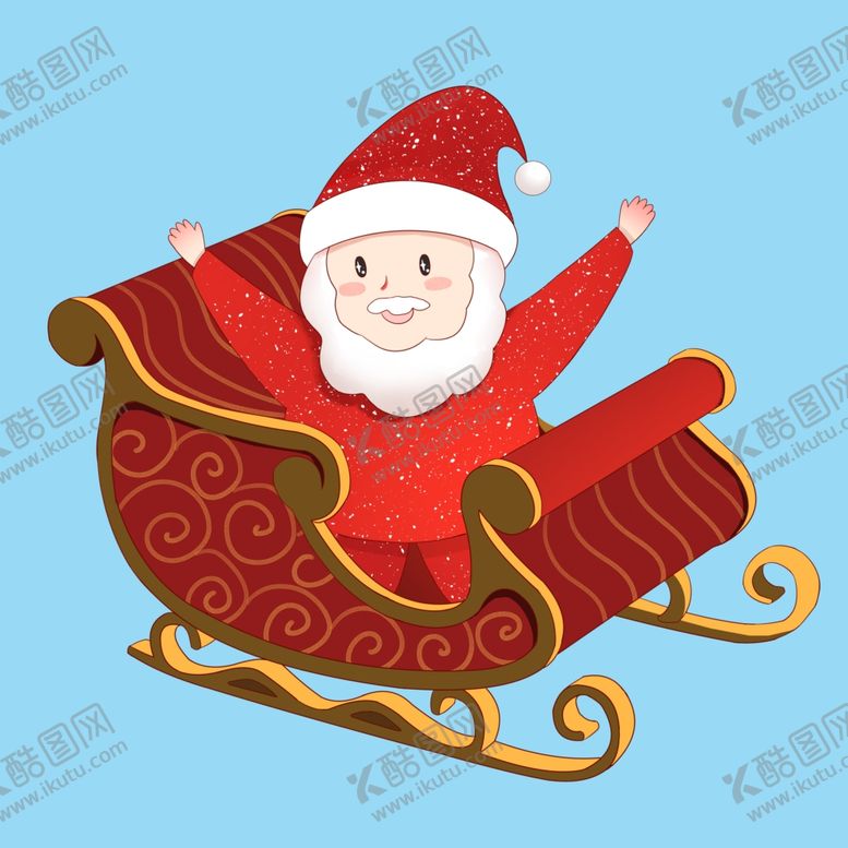 编号：87924305112128413771【酷图网】源文件下载-手绘圣诞主题之雪橇车里的圣诞老