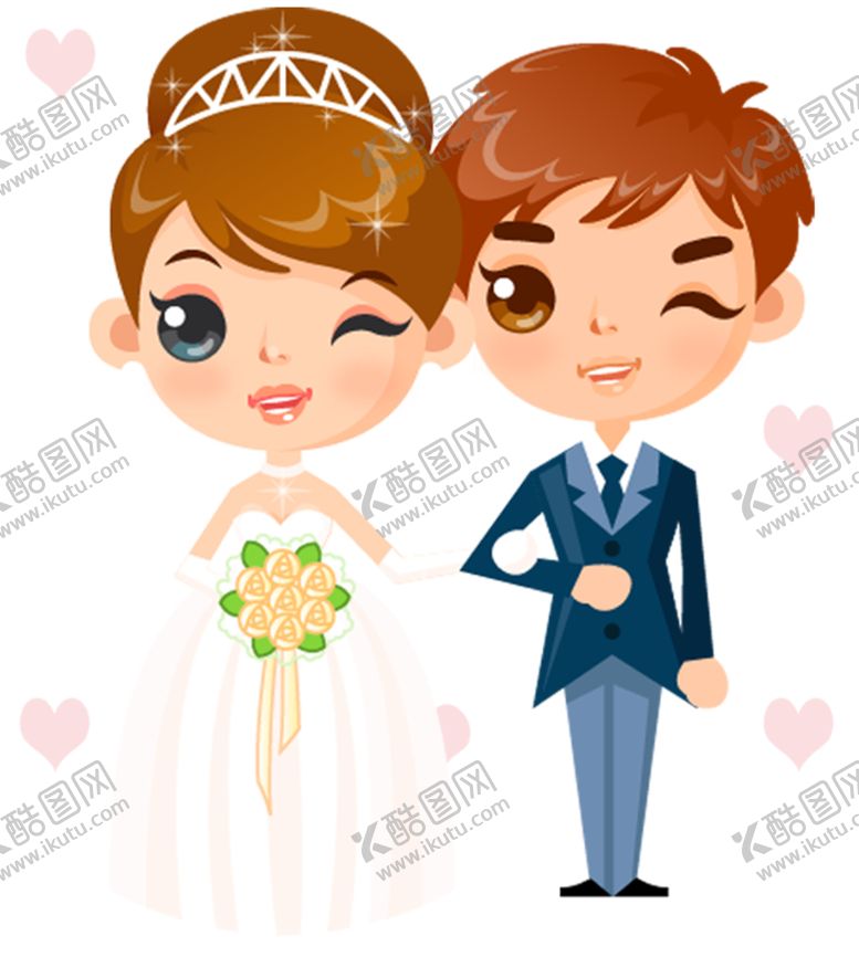 编号：32408409181447011984【酷图网】源文件下载-卡通新郎新娘