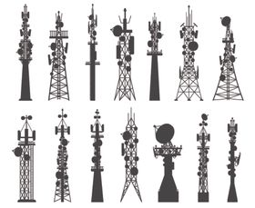 信号塔黑色剪影元素