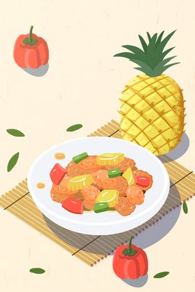手绘美食海报图片物插画肉类材