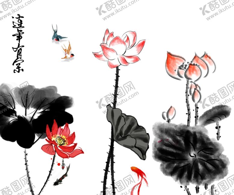 编号：16568506181526298983【酷图网】源文件下载-荷花水墨水彩古风传统背景素材