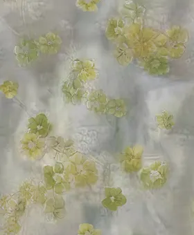小花绿色手绘数码印