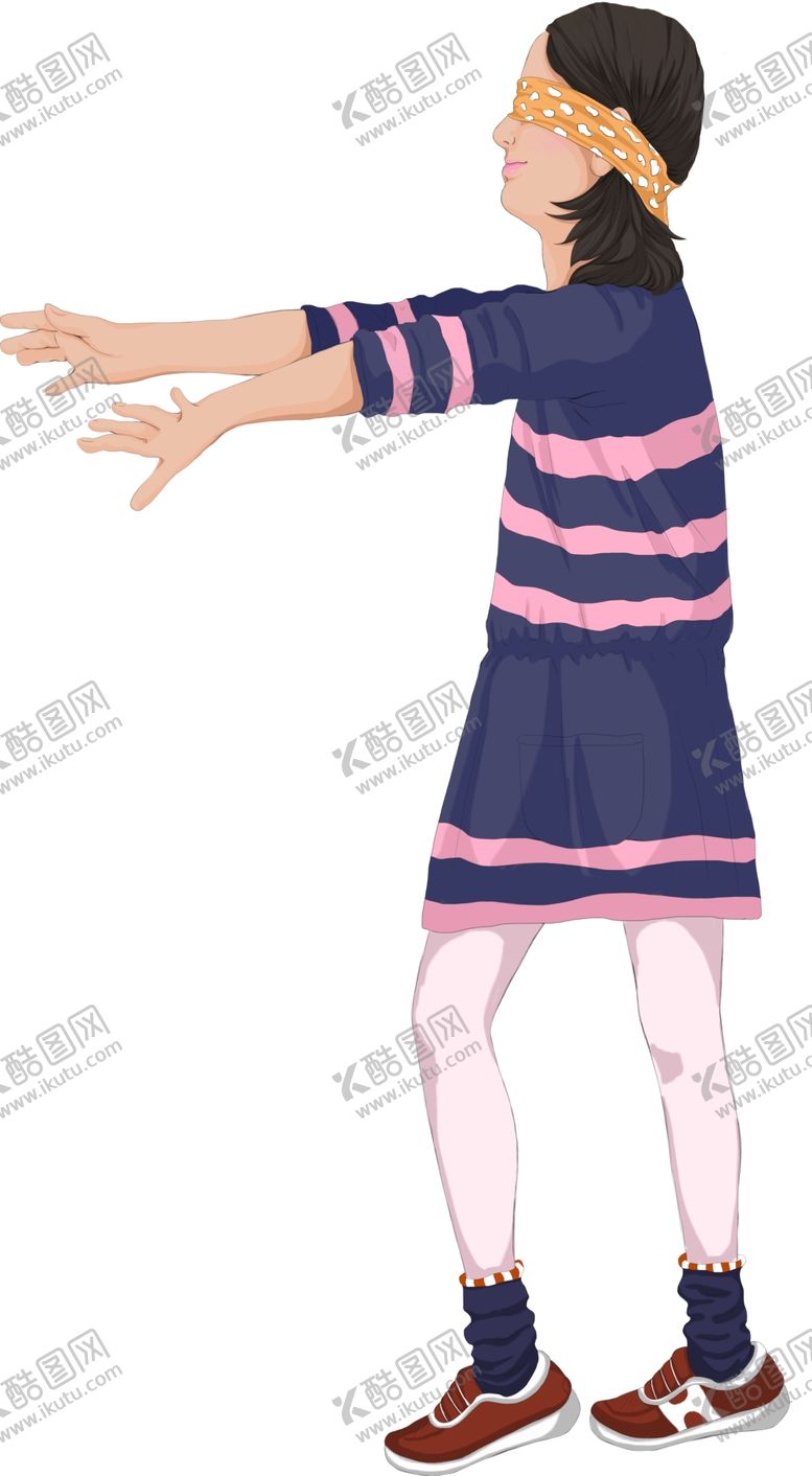 编号：41671510101954364772【酷图网】源文件下载-插画女孩捉迷藏插画彩色上色
